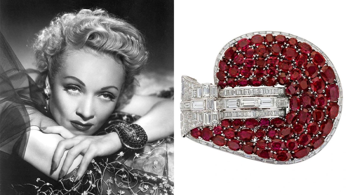 Marlene Dietrich's legendary diamond bracelet, famously worn in Alfred Hitchcock's 'Stage Fight' and at the 1951 Academy Awards, has been sold for an astonishing $4.5 million. Designed by Louis Arpel and made up of diamond earrings, a necklace, a ruby bracelet, and other exquisite pieces, this bold and glamorous piece of jewelry captured the imagination of collectors and fans alike. Discover the fascinating story behind this iconic Hollywood treasure.