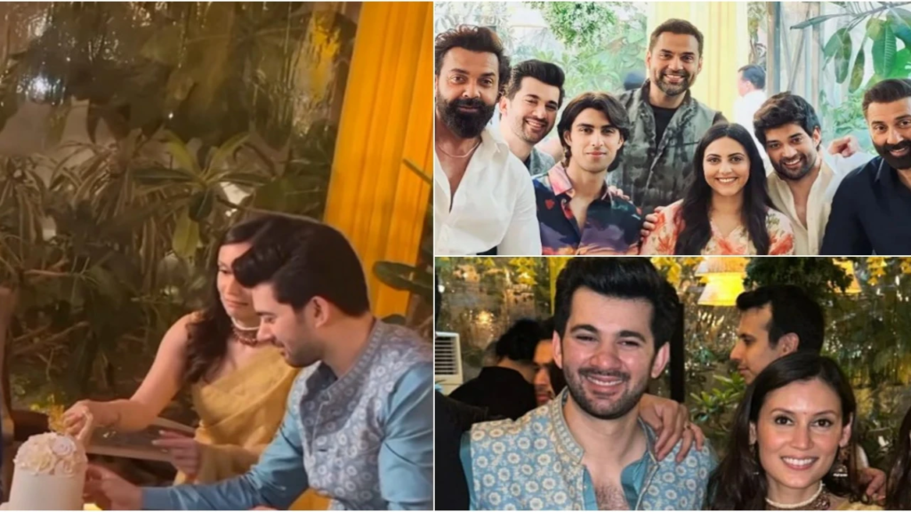 Bollywood actor Abhay Deol took to social media to share a heartwarming picture from Karan Deol's baaraat. The photo captures Abhay dancing with his brothers Sunny and Bobby, along with their sister Ritu Atwal in the background. This beautiful family moment showcases the joy and bond between the Deol siblings at the wedding celebration.