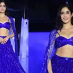 Janhvi Kapoor set hearts racing with her stunning appearance at India Couture Week 2023. Dressed in a sizzling blue bralette and lehenga designed by Gaurav Gupta, she left the audience in awe. Find out more about her showstopping look that left everyone breathless.