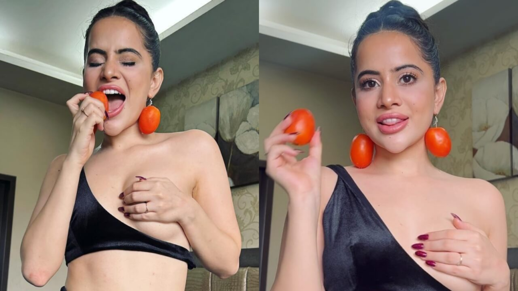 Uorfi Javed's unconventional fashion choice to address the soaring tomato prices has garnered criticism from netizens. Wearing tomato earrings and partially covering her b**b with her hand, Javed's artistic expression did not resonate with many. Discover the reactions and controversy surrounding her unique tomato-themed outfit.