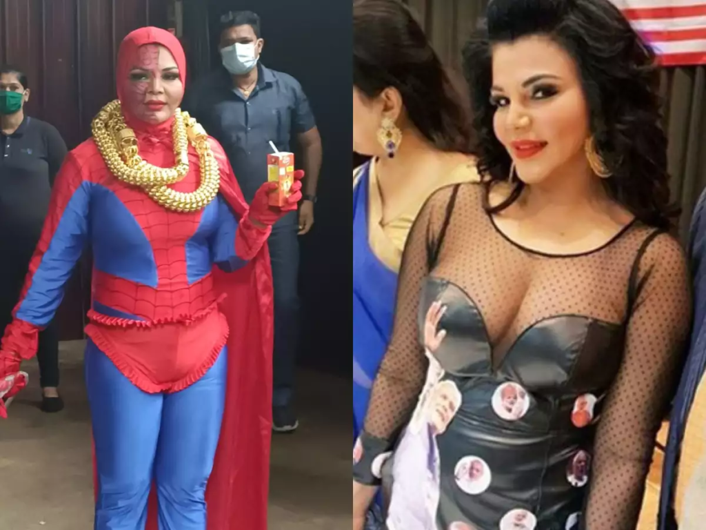 Rakhi Sawant, the entertainment queen, was recently seen at the airport dancing to the song 'What Jhumka?' in a green satin saree. However, her pallu kept falling, almost leading to a wardrobe malfunction. Netizens had their say, suggesting she use safety pins. Watch the video and read on for the full story!

