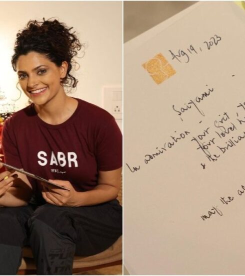 Saiyami Kher expresses her gratitude as she receives a touching handwritten letter from Amitabh Bachchan, commending her exceptional performance in the film Ghoomer. The actress shares her emotional response and reflects on the significance of the gesture in the entertainment industry.