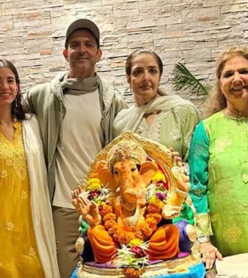 "Hrithik Roshan and Saba Azad join the Roshan family for a joyous Ganpati Visarjan. See the heartwarming moments and pictures of this Bollywood couple's celebration."