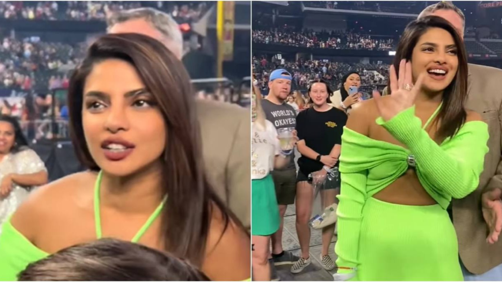 Priyanka Chopra was spotted at the Jonas Brothers' Texas concert, donning a stunning neon green outfit as she cheered on her husband Nick Jonas. Accompanied by Danielle Jonas, she enthusiastically waved at fans and enjoyed the music. Chopra's Hollywood success and her presence at Jonas Brothers' shows continue to draw attention.
