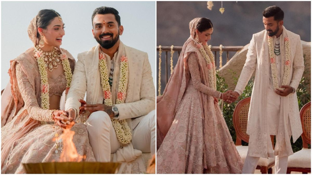 "Athiya Shetty and KL Rahul's Ganesh Chaturthi celebration: Check out their heartwarming ethnic outfits and adorable moments that left fans smiling."

