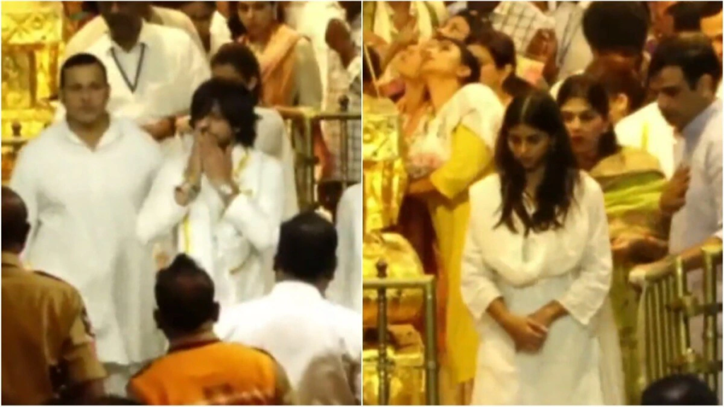  Shah Rukh Khan, accompanied by his daughter Suhana Khan and co-star Nayanthara, visited the Sri Venkateshwara Swamy temple in Tirupati ahead of the much-anticipated release of their film, Jawan. The trio's visit to the temple has gone viral, adding to the excitement surrounding the movie's release on September 7, 2023.