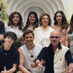 "Actor Hrithik Roshan, alongside his girlfriend Saba Azad and father Rakesh Roshan, celebrates his mother Pinkie Roshan's 70th birthday in a heartwarming family gathering."