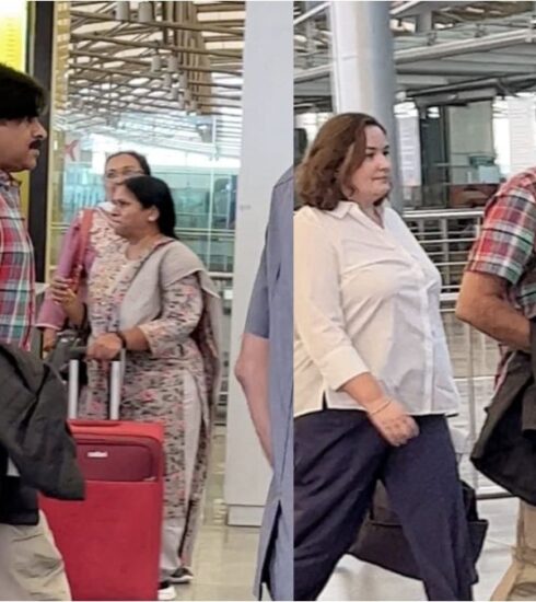 "Pawan Kalyan and Anna Lezhneva's airport fashion steal the show as they head to Varun Tej's grand wedding."