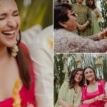 "An unseen haldi ceremony moment: Parineeti Chopra and Raghav Chadha dance joyfully to dhol beats, surrounded by guests at their fairytale wedding."