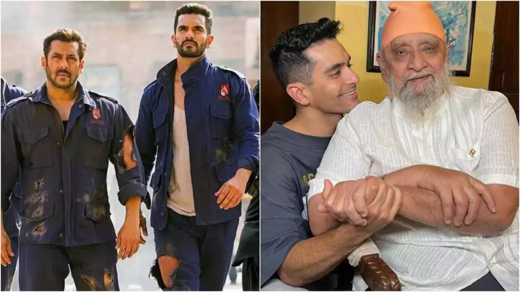 "Angad Bedi's touching response to Salman Khan in the style of 'Tiger Zinda Hai' following the loss of his father, Bishan Singh Bedi."

