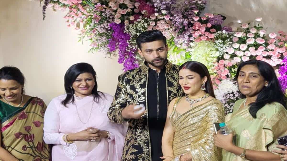 "Newlyweds Varun Tej and Lavanya Tripathi celebrated their wedding with Tollywood's finest at a star-studded reception in Hyderabad."