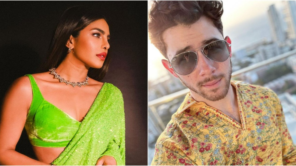 "Nick Jonas can't get enough of Priyanka Chopra's mesmerizing saree look. The power couple's love story enchants fans."
