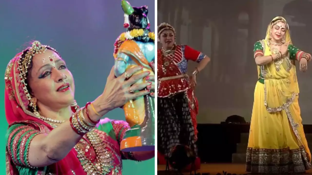"Veteran actress Hema Malini stuns in a dance drama, paying homage to Meera Bai on her 525th birth anniversary in Mathura. A visual feast capturing timeless grace and devotion."
