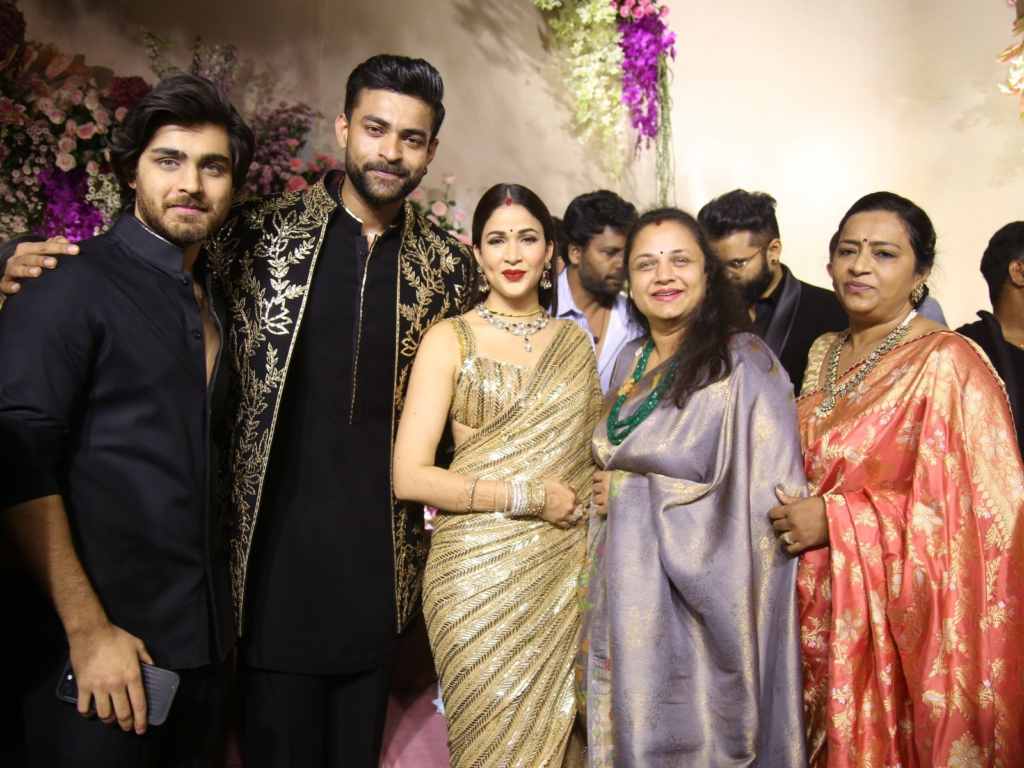 "Newlyweds Varun Tej and Lavanya Tripathi celebrated their wedding with Tollywood's finest at a star-studded reception in Hyderabad."
