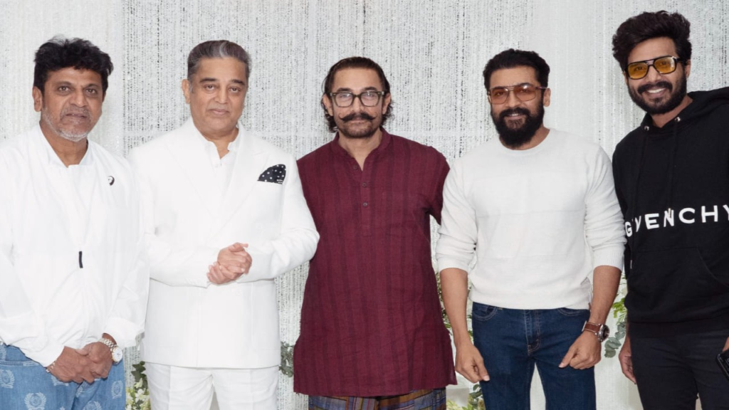  Iconic actors Aamir Khan, Suriya, Shivarajkumar, and Kamal Haasan steal the show at Kamal Haasan's 69th birthday celebration. See their stylish photos here.