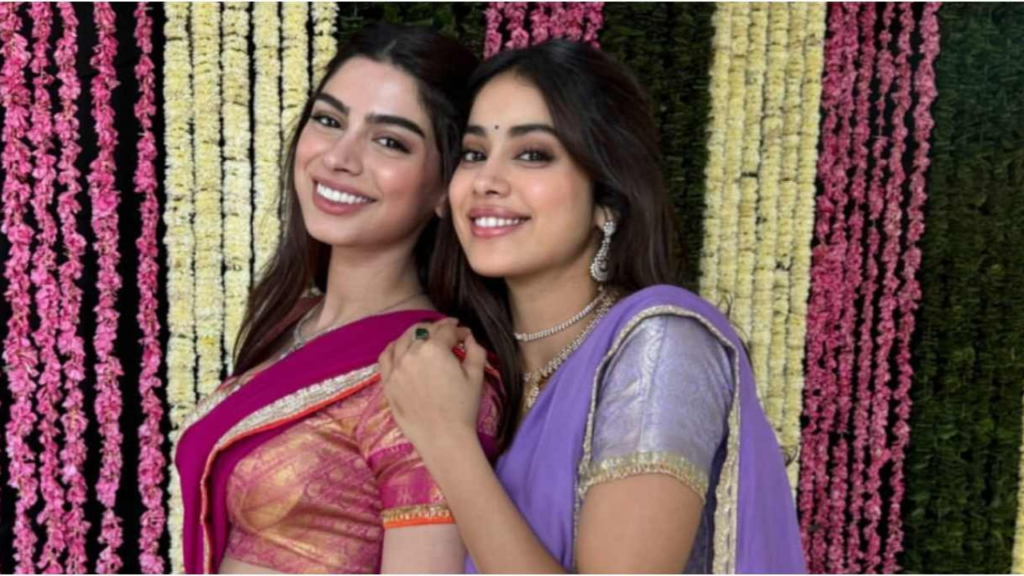 "Bollywood's Kapoor sisters, Janhvi and Khushi, dazzled in recycled lehengas at Dhanteras Puja, setting a trend in sustainable fashion."

