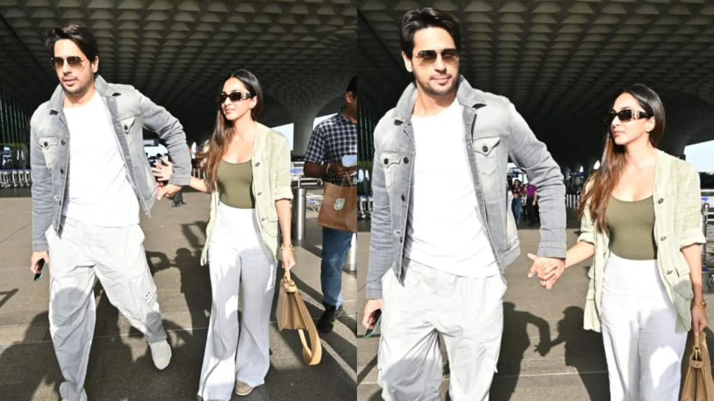 "Watch Kiara Advani and Sidharth Malhotra's chic Diwali escape as they celebrate their first post-marriage Diwali, flaunting glamorous airport styles."
