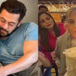 "Salman Khan steals hearts with a loving gesture for mother Salma Khan at Sohail Khan's birthday party. Watch the heartwarming video capturing family love."