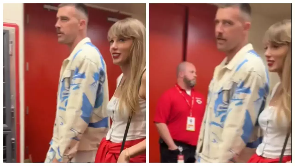 "Taylor Swift couldn't hide her emotions at the Chiefs vs. Patriots game as boyfriend Travis Kelce took a fall, sparking controversy and engagement rumors."
