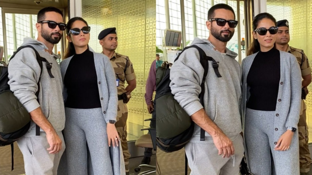 "Shahid Kapoor and Mira Rajput turn heads with their coordinated style as they embark on a glamorous New Year vacation. Watch the couple jet off in chic elegance."

