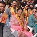"Capturing the essence of history, Alia Bhatt, Ranbir Kapoor, and others create magic in a star-studded selfie at the Ram Mandir Pran Pratishtha ceremony in Ayodhya."