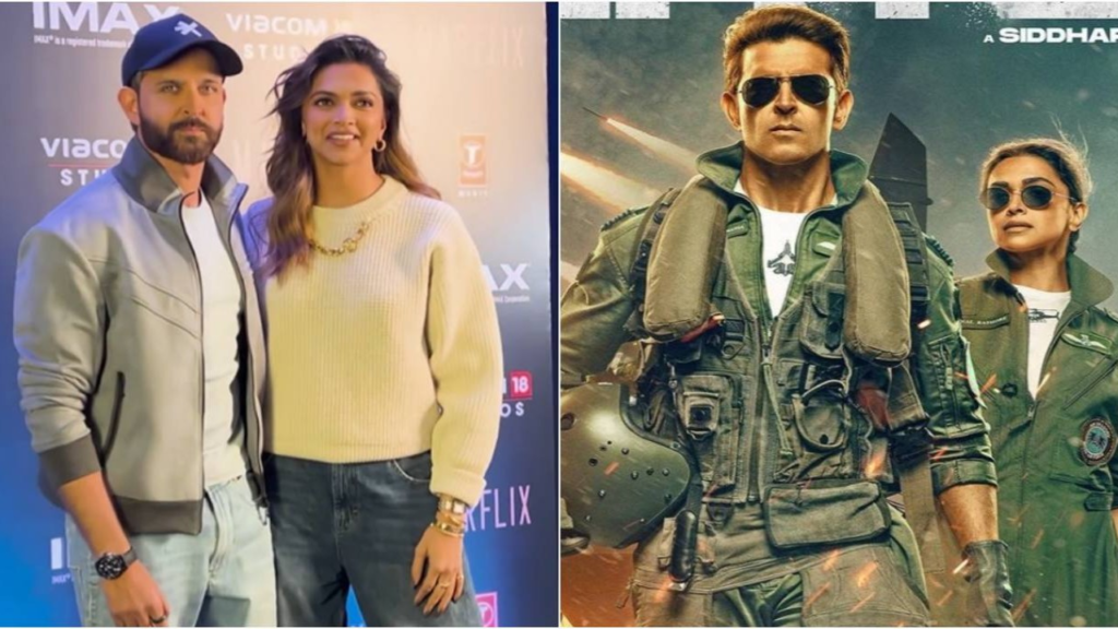 "Dynamic chemistry! Hrithik Roshan and Deepika Padukone steal the spotlight in Fighter promotion, responding to paparazzi praise with style and charm."
