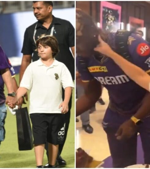 The celebration of Andre Russell's birthday took a heartwarming turn as Shah Rukh Khan's son, AbRam, received a hug from the cricketer amidst the KKR team's jubilation.