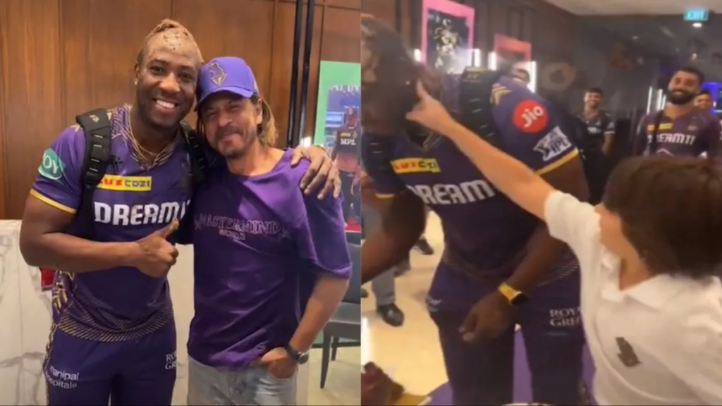 The celebration of Andre Russell's birthday took a heartwarming turn as Shah Rukh Khan's son, AbRam, received a hug from the cricketer amidst the KKR team's jubilation.