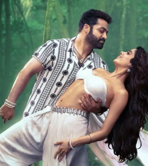 The latest poster for Devara's second single showcases Jr NTR and Janhvi Kapoor in a dreamy, romantic setting, leaving fans enchanted by their chemistry and captivating look.