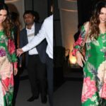 Mom-to-be Deepika Padukone stuns in a floral Sabyasachi kurta set, paired with a Louis Vuitton bag worth Rs 3,25,000, adding elegance to her maternity style.