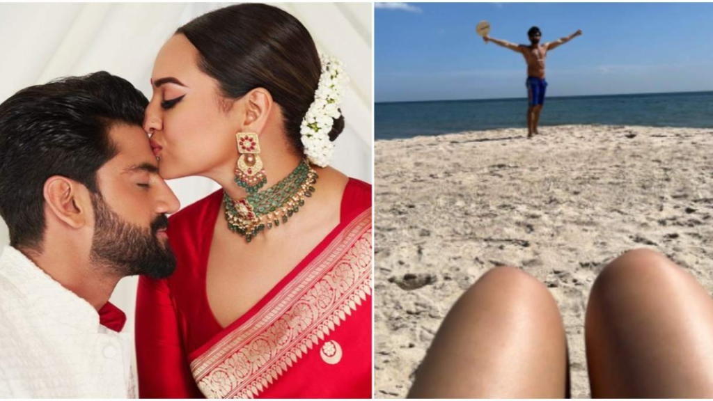 "Bollywood actress Sonakshi Sinha gives fans a glimpse of her beach vacation with husband Zaheer Iqbal. Check out the exclusive sneak peek of their serene getaway."
