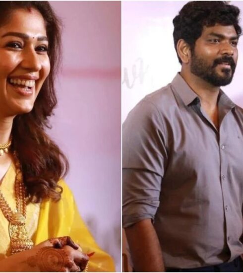 In a charming display of support, Vignesh Shivan helps his wife, Nayanthara, pose for paparazzi while she looks stunning in black. Watch their latest public appearance.