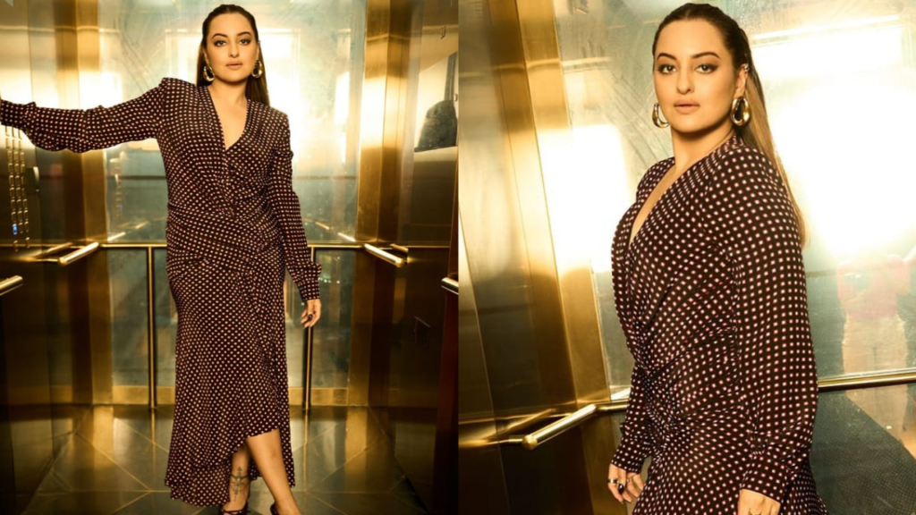 "Sonakshi Sinha captivated onlookers in an exquisite Alexandre Vauthier Foulard Print Crepe Maxi dress. Join us as we unveil the stunning details and price of this elegant outfit that showcases her impeccable fashion sense."

