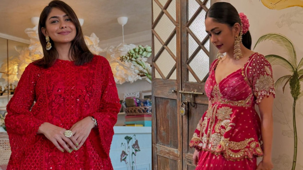 Mrunal Thakur is channeling desi diva vibes in two exquisite sharara sets, perfect for the wedding season. These stunning outfits are a must-see for brides and guests alike.






